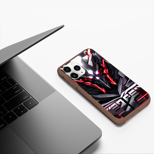 Чехол для iPhone 11 Pro матовый с принтом Красный кибернетический демон, фото #5