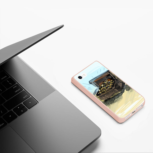 Чехол для iPhone 5/5S матовый Сундук с сокровищами, цвет светло-розовый - фото 5