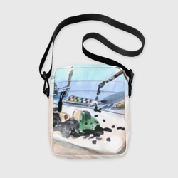 Сумка через плечо 3D Капли и портрет тушью