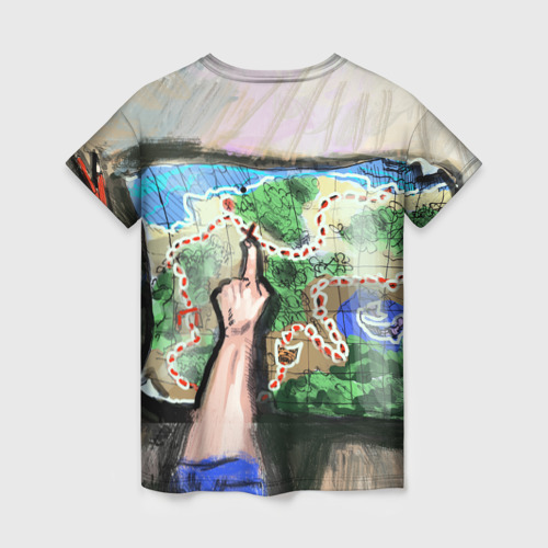 Женская футболка 3D с принтом Карта сокровищ, вид сзади #1