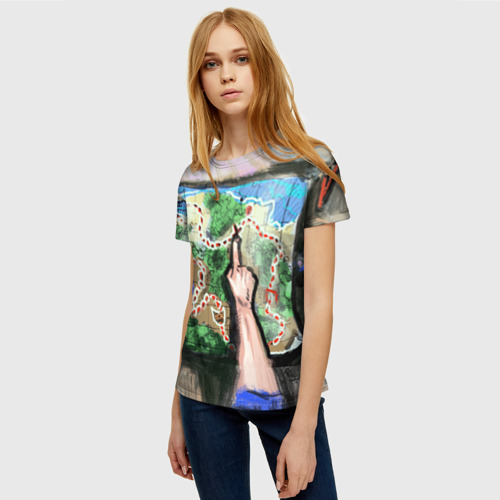 Женская футболка 3D с принтом Карта сокровищ, фото на моделе #1