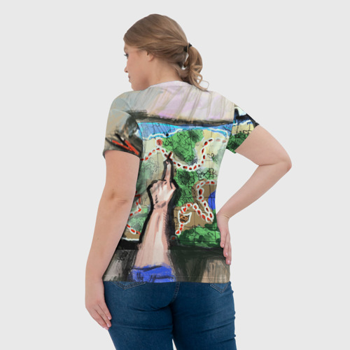 Женская футболка 3D с принтом Карта сокровищ, вид сзади #2
