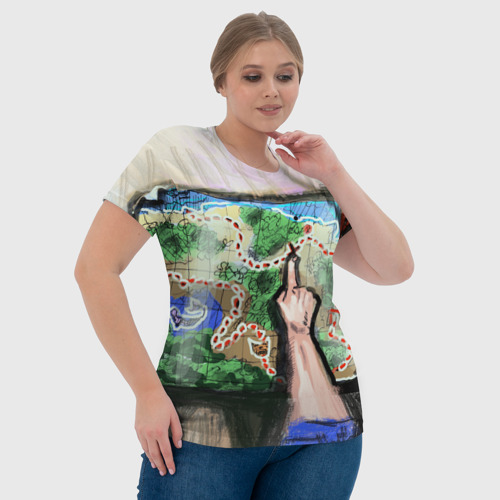 Женская футболка 3D с принтом Карта сокровищ, фото #4