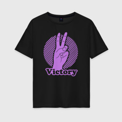 Женская футболка хлопок Oversize Victory hand gesture