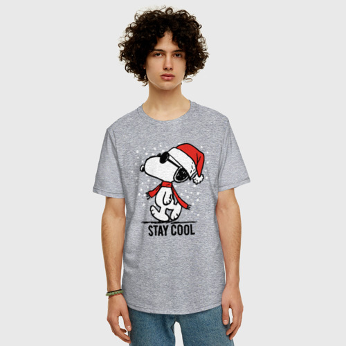 Мужская футболка хлопок Oversize Snoopy stay cool  , цвет меланж - фото 3