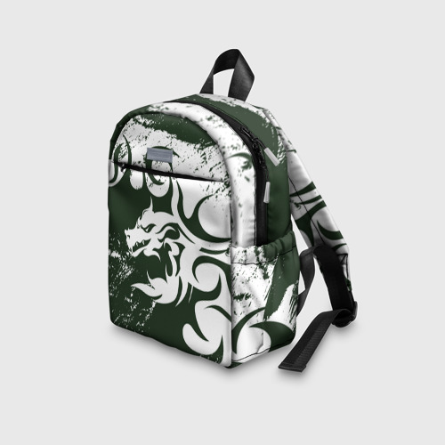 Детский рюкзак 3D с принтом Зелены дракон гранж 2024, вид сбоку #3