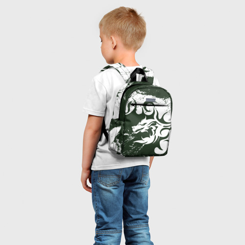 Детский рюкзак 3D с принтом Зелены дракон гранж 2024, фото на моделе #1