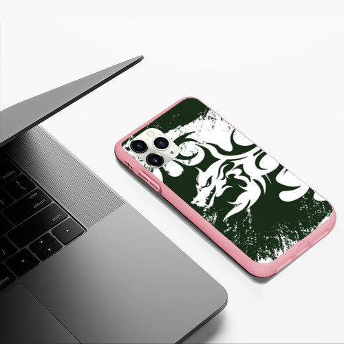 Чехол для iPhone 11 Pro Max матовый с принтом Зелены дракон гранж 2024, фото #5