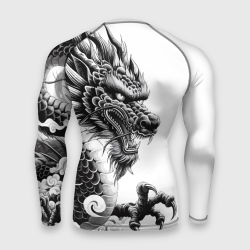 Мужской рашгард 3D с принтом Морда дракона - ирезуми, вид сзади #1