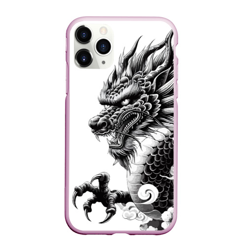 Чехол для iPhone 11 Pro матовый с принтом Морда дракона - ирезуми, вид спереди #2