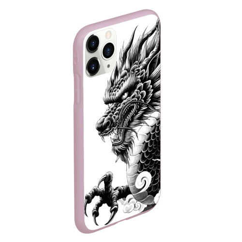 Чехол для iPhone 11 Pro матовый с принтом Морда дракона - ирезуми, вид сбоку #3