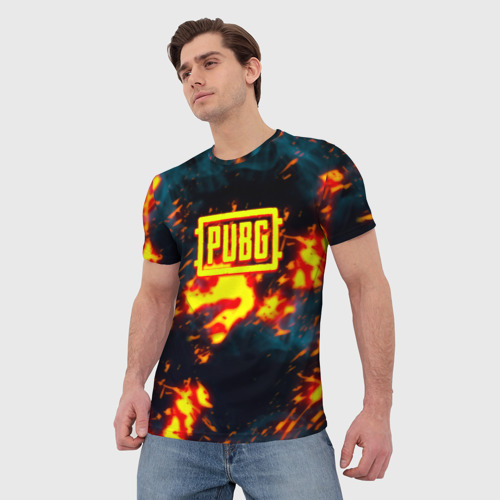 Мужская футболка 3D PUBG огненое лого, цвет 3D печать - фото 3