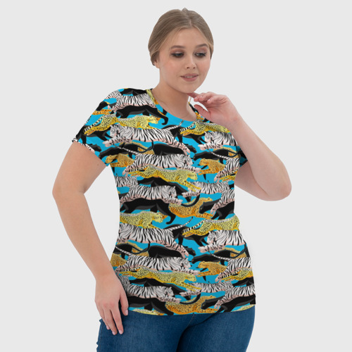 Женская футболка 3D с принтом Прыжок диких кошек, фото #4