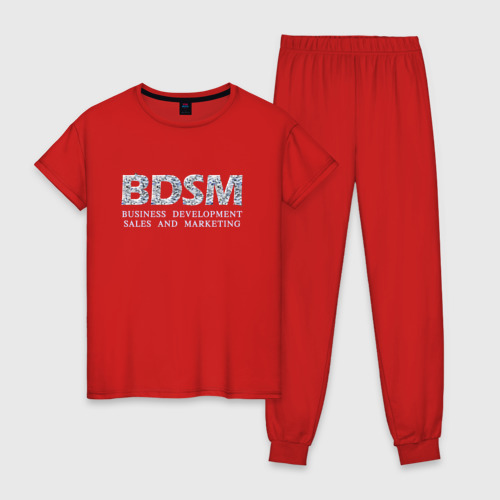 Женская пижама хлопок с принтом BDSM - business development sales and marketing, вид спереди #2