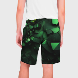 Шорты с принтом Зеленая  и   черная   абстракция   геометрическая для мужчины, вид сзади №1. Цвет основы: белый