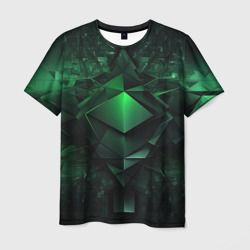 Зеленая и  черная   абстракция   геометрическая – Мужская футболка 3D с принтом купить со скидкой в -26%