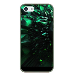 Чехол для iPhone 5/5S матовый Зеленая и черная   абстракция  геометрическая