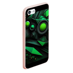 Чехол для iPhone 5/5S матовый Зеленая и черная абстракция геометрическая - фото 2
