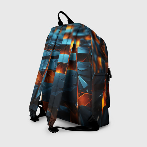 Рюкзак 3D с принтом Темные плитки в лаве, вид сзади #1
