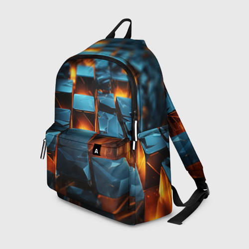 Рюкзак 3D с принтом Темные плитки в лаве, вид спереди #2