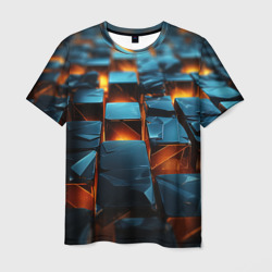 Мужская футболка 3D Темные плитки в лаве