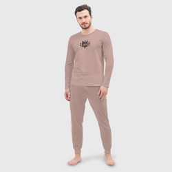 Мужская пижама с лонгсливом хлопок Лого УКК черный - фото 2