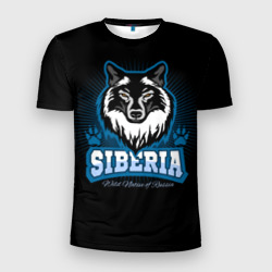 Мужская футболка 3D Slim Сибирь - волк