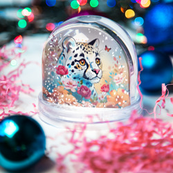 Игрушка Снежный шар Мультяшный леопард в цветах - фото 2