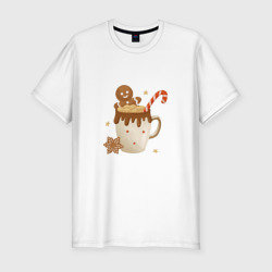Мужская футболка хлопок Slim Кофе с маршмэллоу и имбирным пряником