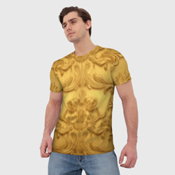 Мужская футболка 3D Золото объемные узоры - фото 2