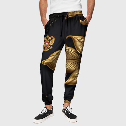 Мужские брюки 3D Золотой    герб    России, цвет 3D печать - фото 4