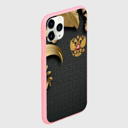 Чехол для iPhone 11 Pro матовый Золотой герб России и объемные узоры - фото 2