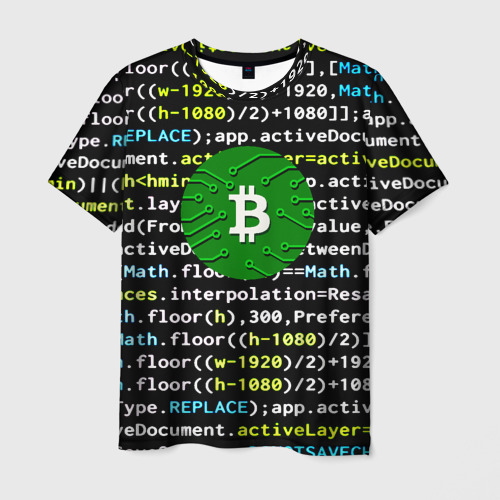 Мужская футболка с принтом Bitcoin сатоши, вид спереди №1