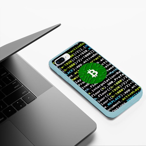 Чехол для iPhone 7Plus/8 Plus матовый Bitcoin сатоши , цвет мятный - фото 5