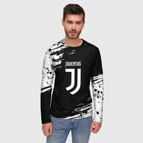 Мужской лонгслив 3D с принтом Juventus спорт краски, фото на моделе #1