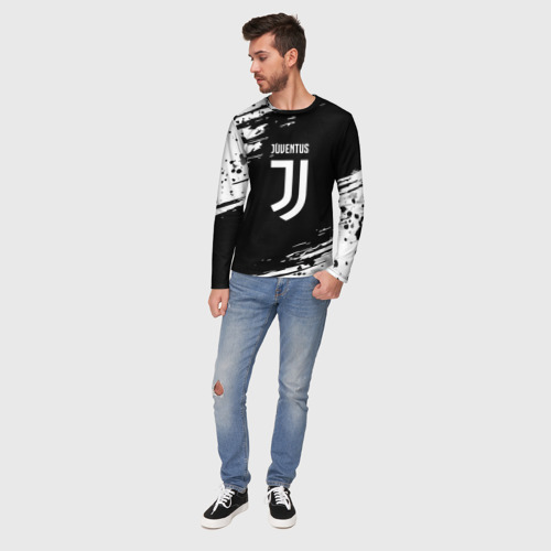 Мужской лонгслив 3D с принтом Juventus спорт краски, вид сбоку #3
