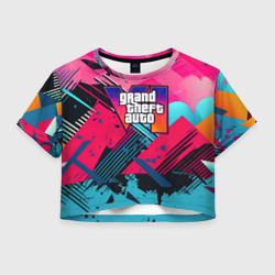 Женская футболка Crop-top 3D Gta 6 abstract logo style