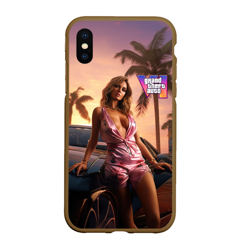 Чехол для iPhone XS Max матовый GTA 6 girl, цвет коричневый