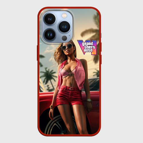 Чехол для iPhone 13 Pro Девушка GTA 6, цвет красный