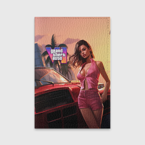 Обложка для паспорта матовая кожа GTA 6 girl vice city, цвет черный
