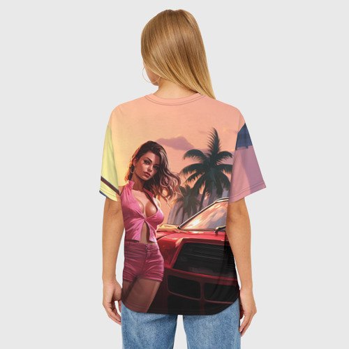 Женская футболка oversize 3D GTA 6 girl vice city, цвет 3D печать - фото 4