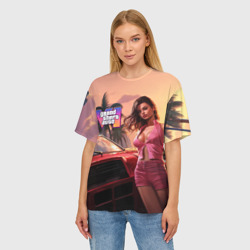 Женская футболка oversize 3D GTA 6 girl vice city - фото 2