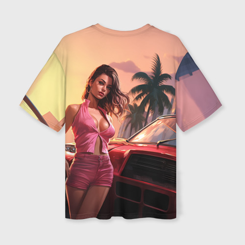 Женская футболка oversize 3D GTA 6 girl vice city, цвет 3D печать - фото 2