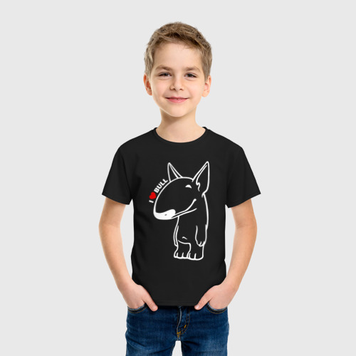 Детская футболка хлопок Люблю породистых бультерьеров, цвет черный - фото 3