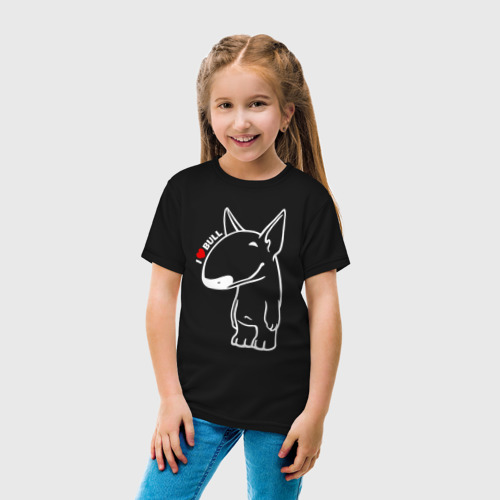 Детская футболка хлопок Люблю породистых бультерьеров, цвет черный - фото 5
