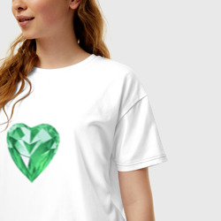Женская футболка хлопок Oversize Изумрудное сердце - фото 2