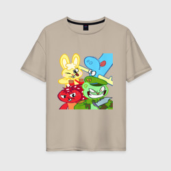 Женская футболка хлопок Oversize Four happy tree friends