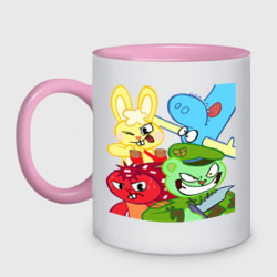 Кружка двухцветная Four happy tree friends