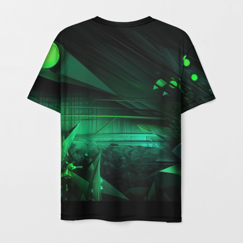 Мужская футболка 3D Зеленый фон     абстракция, цвет 3D печать - фото 2