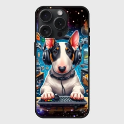Чехол силиконовый для Apple iPhone 15 Pro Мax матовый Причудливый мир геймера - бультерьер